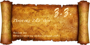 Zboray Zádor névjegykártya